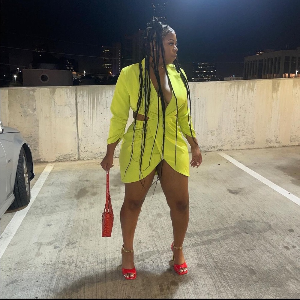 Neon green/yellow cut out blazer dress